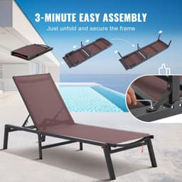 image-VEVOR Chaise Lounge Chair Outdoor Patio Lounge Chair Adjustable 5-Position 2 pcs