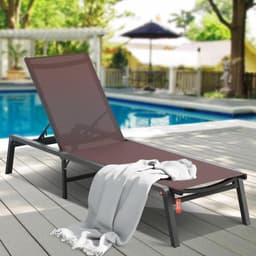 image-VEVOR Chaise Lounge Chair Outdoor Patio Lounge Chair Adjustable 5-Position 2 pcs