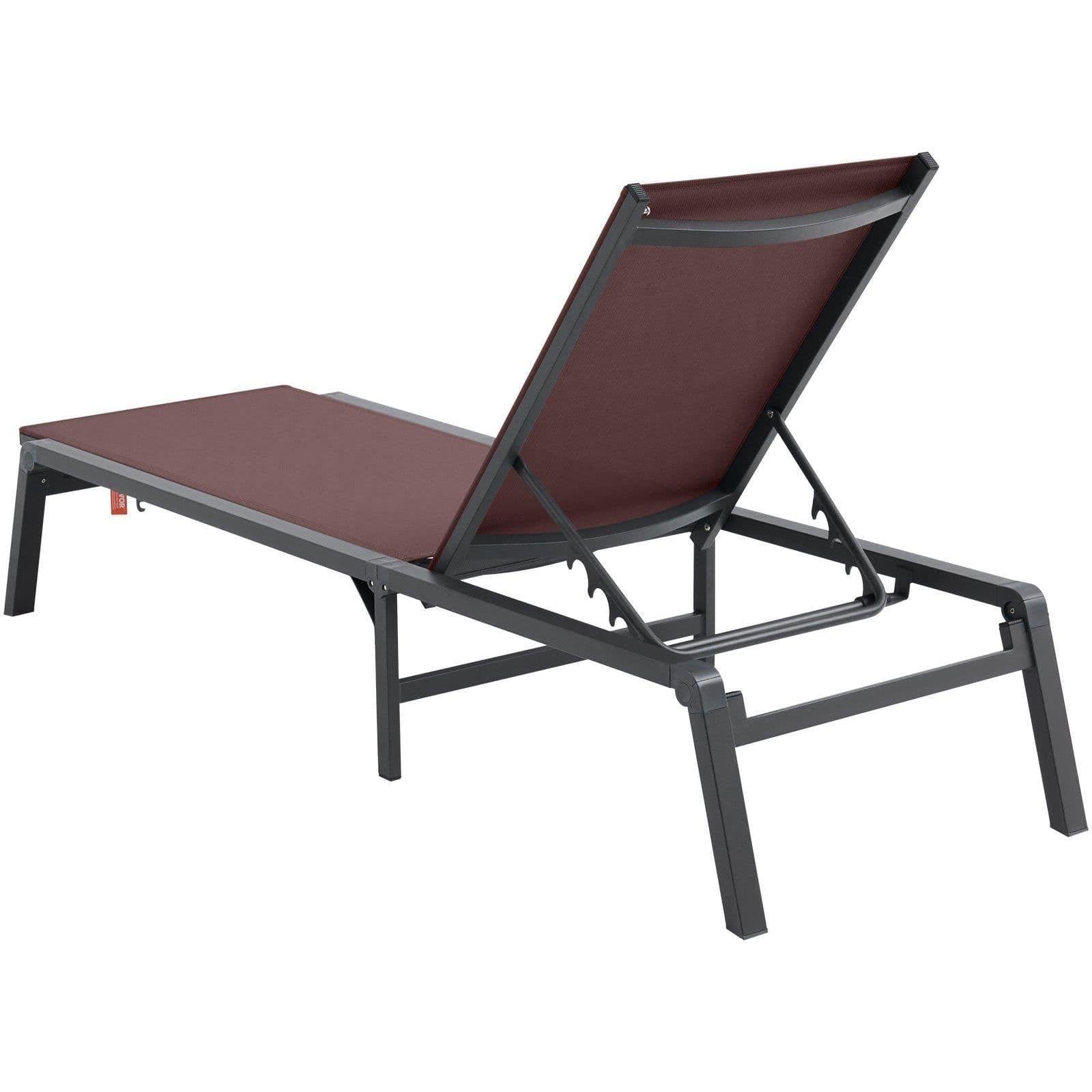 image-VEVOR Chaise Lounge Chair Outdoor Patio Lounge Chair Adjustable 5-Position 2 pcs