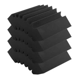 image-VEVOR Acoustic Foam Panels, 4 Pack 16.5 x 6.3 x 12 inches, Adhesive High Density Soundproof Wall Panels,Fire-Resistant Acoustic Panel,Sound Dampening Absorbing Panel for Studio Wall and Ceiling,Black