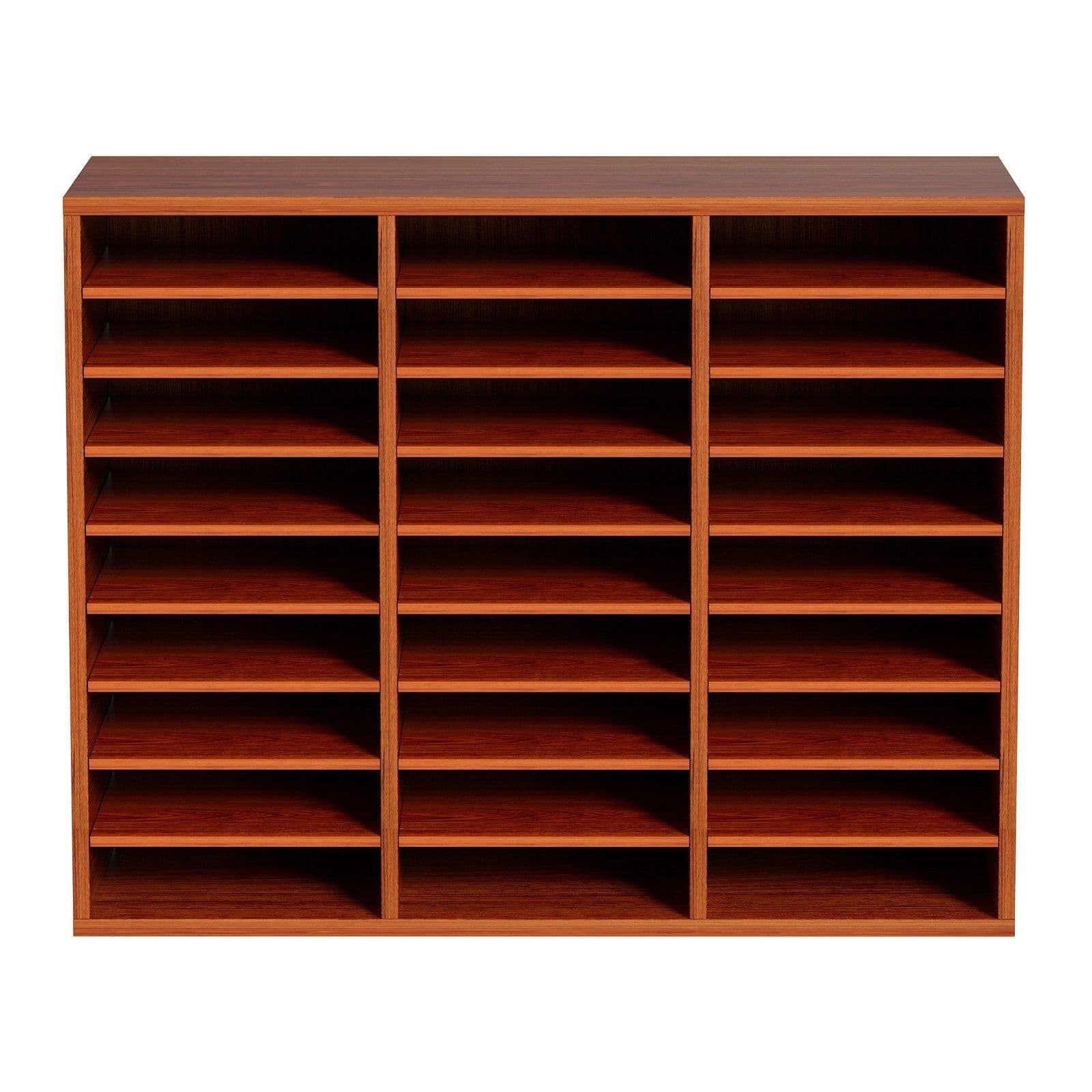 image-VEVOR 27 Compartments Wood Literature Organizer, Adjustable Shelves, Medium Density Fiberboard Mail Center, Office Home School Storage for Files, Documents, Papers, Magazines, Brown