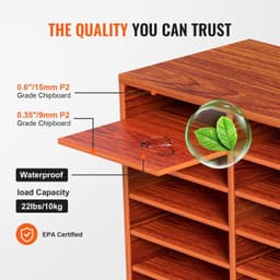 image-VEVOR 27 Compartments Wood Literature Organizer, Adjustable Shelves, Medium Density Fiberboard Mail Center, Office Home School Storage for Files, Documents, Papers, Magazines, Brown