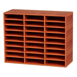 image-VEVOR 27 Compartments Wood Literature Organizer, Adjustable Shelves, Medium Density Fiberboard Mail Center, Office Home School Storage for Files, Documents, Papers, Magazines, Brown