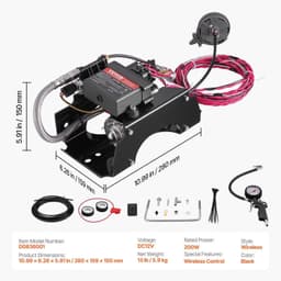 image-VEVOR Air Shock Controller Kit, 12V 100PSI Wireless On Board Air Compressor System, App or Remote Control Air Ride Suspension Compressor Kit with Single Path System, Inflator & Air Line for Truck Van