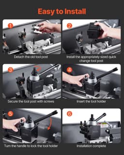 image-VEVOR Quick Change Tool Post Set, 6 Pcs, Includes Lathe Tool Holders, Wedge Type Tool Post with Turning Tool Holder Accessories, for Mini Lathe & Metal Lathe 10"-15" Swing, Durable Steel Material