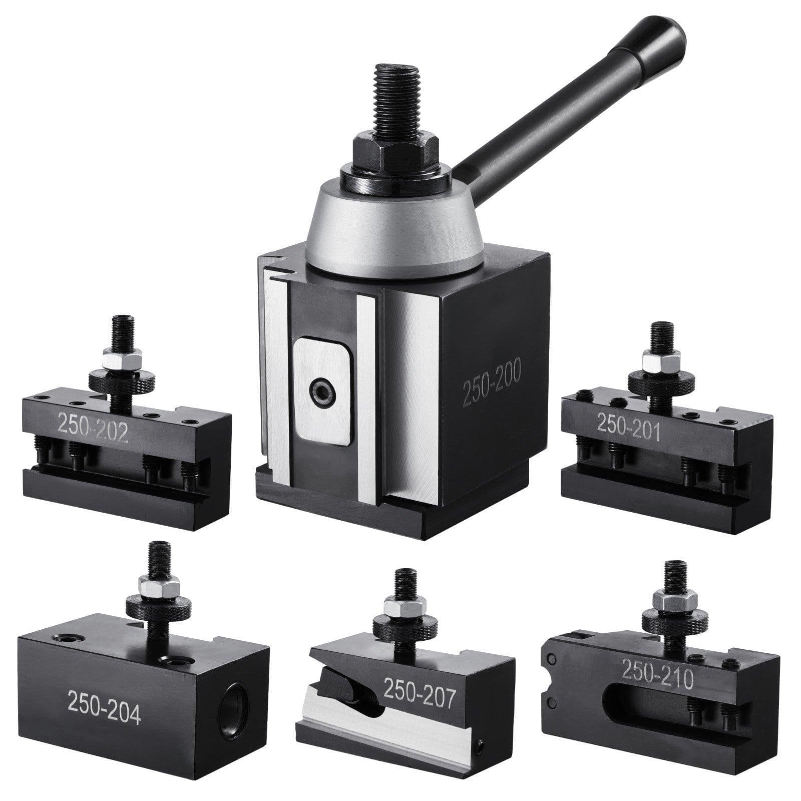 image-VEVOR Quick Change Tool Post Set, 6 Pcs, Includes Lathe Tool Holders, Wedge Type Tool Post with Turning Tool Holder Accessories, for Mini Lathe & Metal Lathe 10"-15" Swing, Durable Steel Material