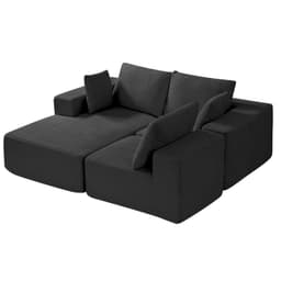 image-VEVOR Modular Sectional Sofa, L Shaped Modular Sofa with Chaise, Cloud Sectional Couch with High Rebound Sponge and Density, Upholstered Corduroy Couch with Cushion for Living Room, Bedroom, Black
