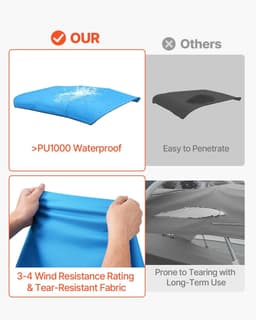 image-VEVOR 4 Bow Boat Bimini Tops, 600D Polyester Canopy, Waterproof & Sun Protection Boat Awning Canopy with Storage Bag, Bimini Top Replacement, 96"Lx(91"-96")W, Pacific Blue (Support Frame Not Included)