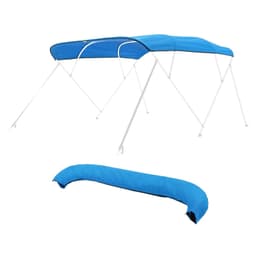 image-VEVOR 4 Bow Boat Bimini Tops, 600D Polyester Canopy, Waterproof & Sun Protection Boat Awning Canopy with Storage Bag, Bimini Top Replacement, 96"Lx(91"-96")W, Pacific Blue (Support Frame Not Included)