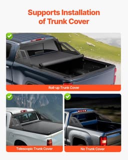 image-VEVOR Truck Bed Roll Bar, Universal Pickup Sport Adjustable Bar Chase Rack Compatible with Full-Size Truck, Carbon Steel Construction with 6 Amber Auxiliary Lights, No Rack Included