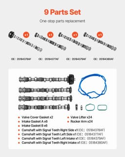 image-VEVOR Engine Camshafts Rockers Arm Lifters Kit, Cam Replacement for 2011-2016 Jeep Cherokee/Wrangler/Grand Cherokee, 2011-2016 Dodge Caravan/Journey/Durango
