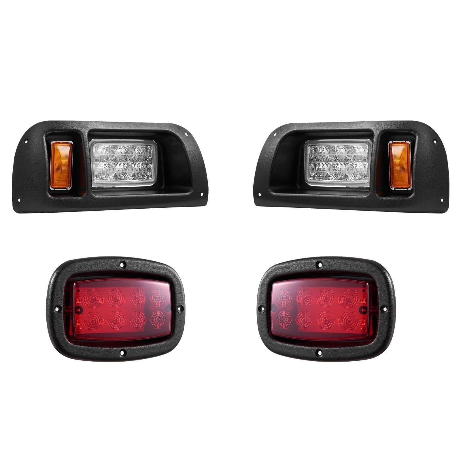 image-VEVOR Golf Cart Light Kit, 12 Volt, LED Headlight and Tail Light Kit with Wiring Harness, Switch, Zip Ties, ABS Housing, High-Brightness, Waterproof and Dustproof, Fit for EZGO TXT 1996-2013 Models