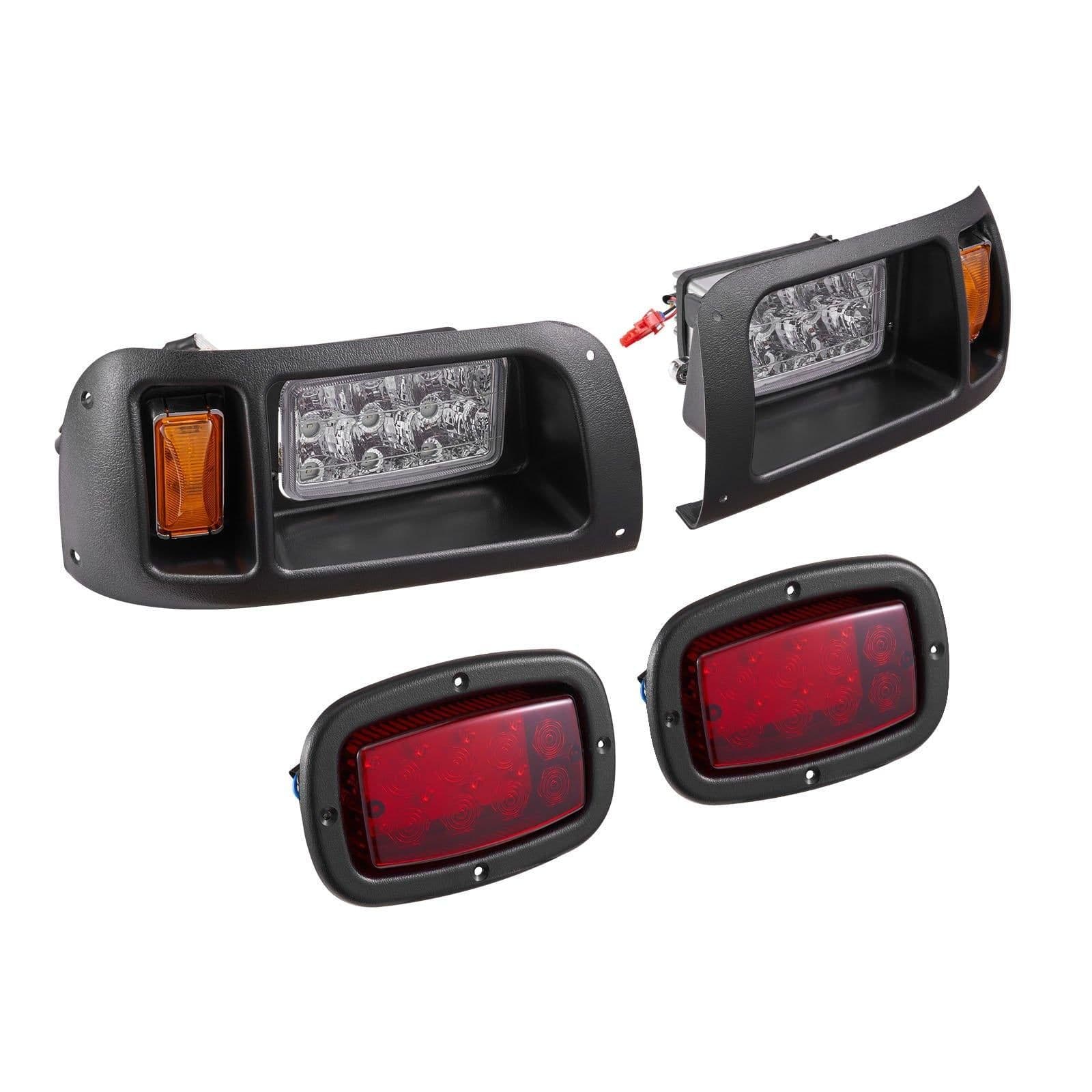 image-VEVOR Golf Cart Light Kit, 12 Volt, LED Headlight and Tail Light Kit with Wiring Harness, Switch, Zip Ties, ABS Housing, High-Brightness, Waterproof and Dustproof, Fit for EZGO TXT 1996-2013 Models