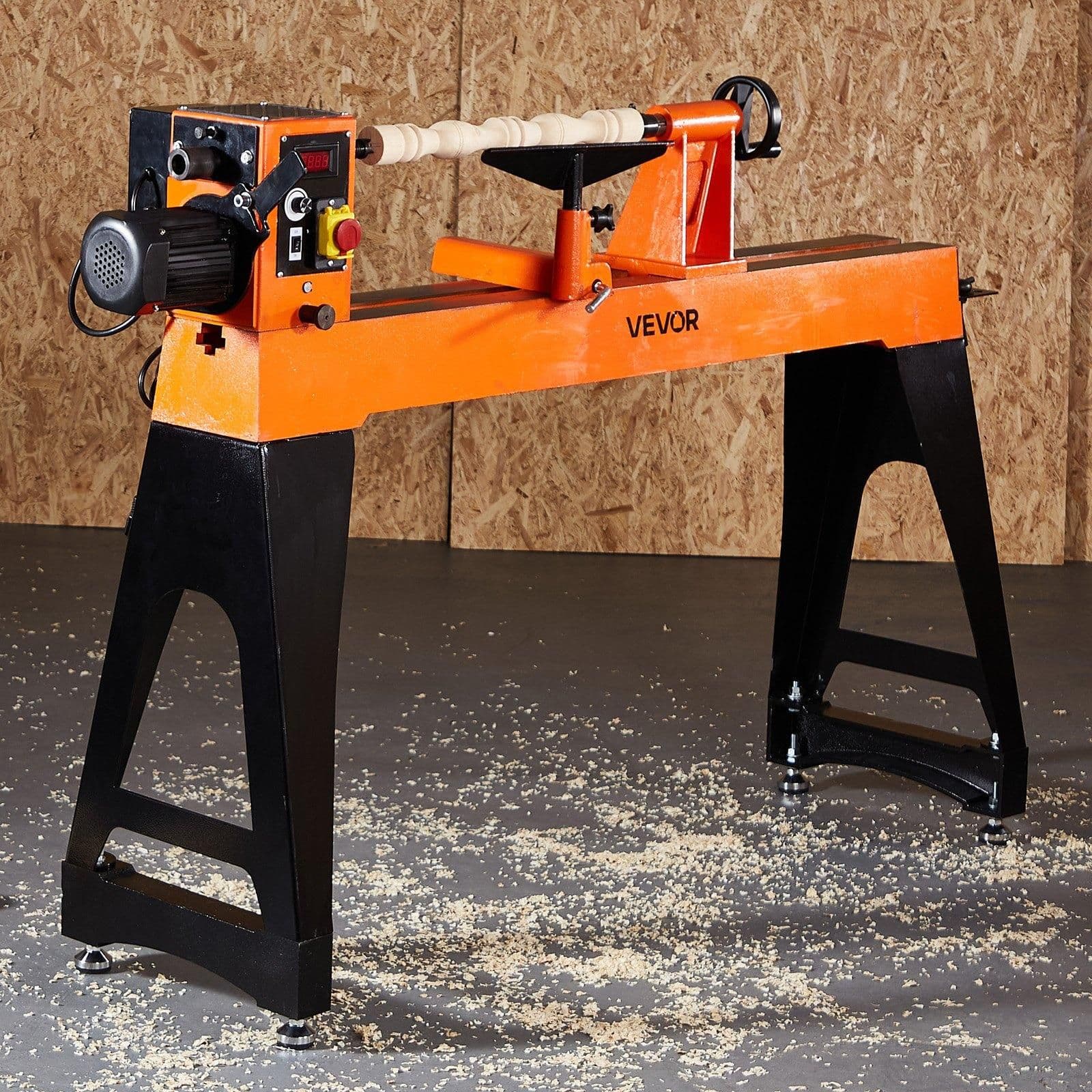 image-VEVOR Woodworking Lathe, 2 HP, Wood Lathe Machine with 0 to 3200 RPM Variable Speed, 18 x 40 in Workbench, Brushless DC Motor, Cast Iron Body, Tool Rest, for Medium to Large Projects Woodworking