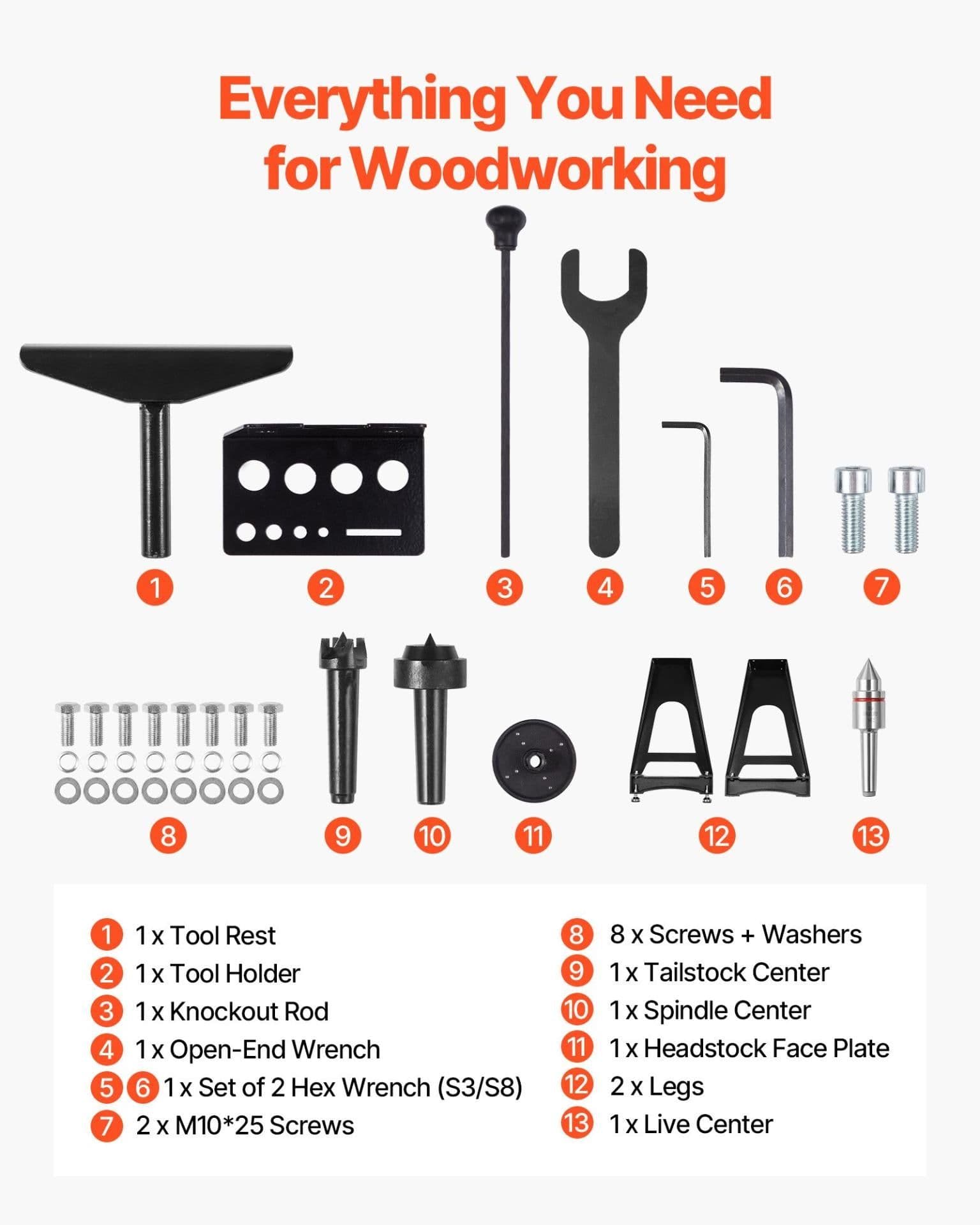image-VEVOR Woodworking Lathe, 1.5 HP, Wood Lathe Machine with 0 to 3200 RPM Variable Speed, 16 x 40 in Workbench, Brushless DC Motor, Cast Iron Body, Tool Rest, for Medium to Large Projects Woodworking