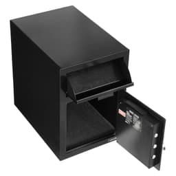 image-VEVOR 1.2 Cubic Feet Drop Safe, Large Capacity Front Drop Slot Safe Box with Digital Keypad, Heavy Duty 2 Tiers Cash Depository Box with Spare Keys for Cash, Bank Slip, Jewelry, Document, Bill, Black
