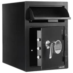 image-VEVOR 1.2 Cubic Feet Drop Safe, Large Capacity Front Drop Slot Safe Box with Digital Keypad, Heavy Duty 2 Tiers Cash Depository Box with Spare Keys for Cash, Bank Slip, Jewelry, Document, Bill, Black