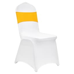 image-VEVOR Stretch Spandex Folding Chair Covers, Universal Fitted Chair Cover with Chair Sashes, Removable Washable Protective Slipcovers, for Wedding, Holiday, Banquet, Party, Dining (30 Set Gold & White)