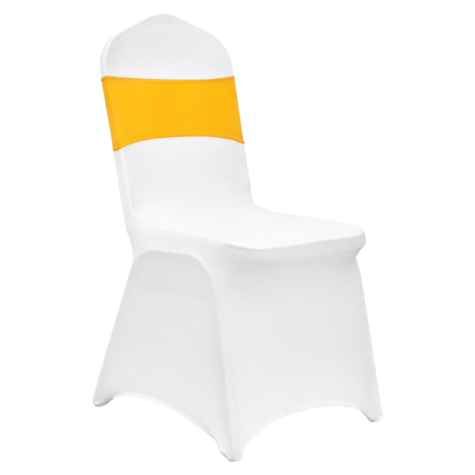 image-VEVOR Stretch Spandex Folding Chair Covers, Universal Fitted Chair Cover with Chair Sashes, Removable Washable Protective Slipcovers, for Wedding, Holiday, Banquet, Party, Dining (30 Set Gold & White)