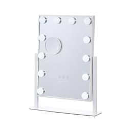 image-VEVOR Hollywood Vanity Mirror With Lights, 12 Dimmable Bulbs & 3 Color Lighting Modes, Makeup Mirror with Detachable 5X Magnification, Smart Touch Control, 360 Degree Rotation(16.1x11.8 in, White)