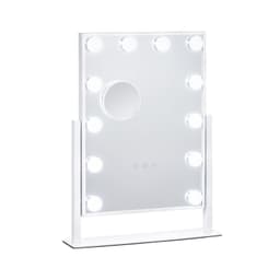 image-VEVOR Hollywood Vanity Mirror With Lights, 12 Dimmable Bulbs & 3 Color Lighting Modes, Makeup Mirror with Detachable 5X Magnification, Smart Touch Control, 360 Degree Rotation(16.1x11.8 in, White)