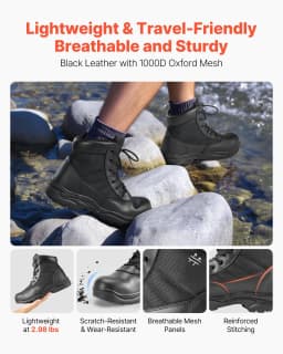 image-VEVOR Men's Military Tactical Boots, 6 inch Combat Hiking Work Boots, Lightweight & Breathable & Sturdy Mens Motorcycle Interceptor Trooper Boot, for Outdoor Security Mountaineering, US Size 10.5