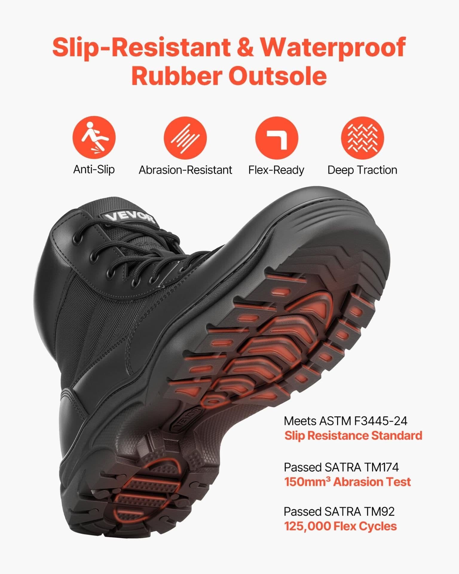 image-VEVOR Men's Military Tactical Boots, 6 inch Combat Hiking Work Boots, Lightweight & Breathable & Sturdy Mens Motorcycle Interceptor Trooper Boot, for Outdoor Security Mountaineering, US Size 10.5