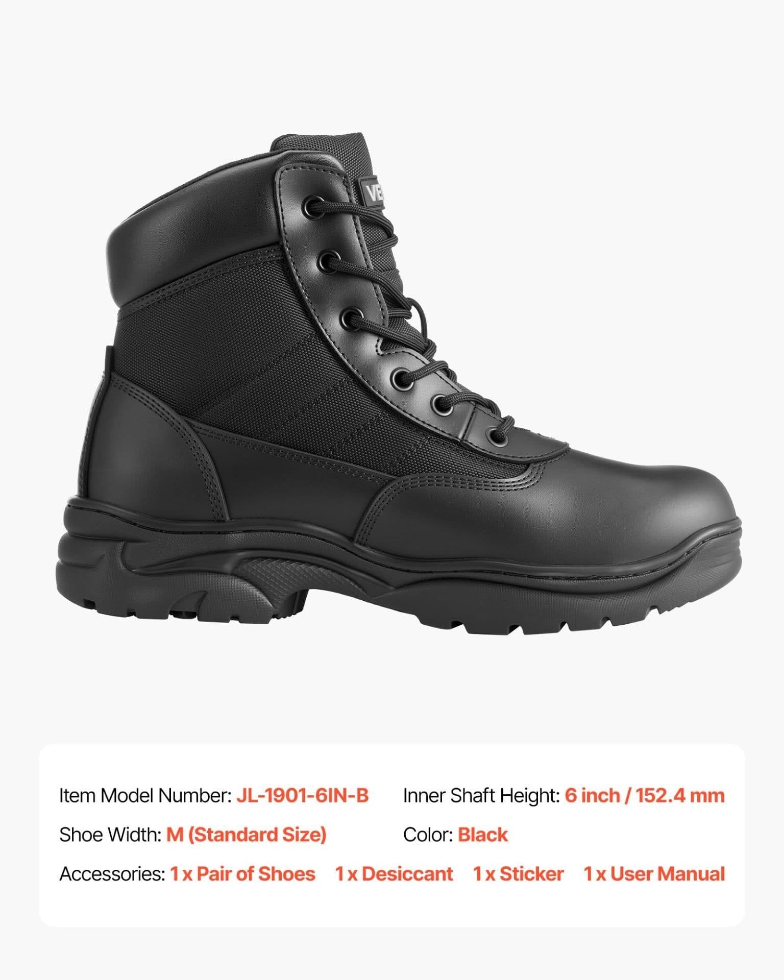 image-VEVOR Men's Military Tactical Boots, 6 inch Combat Hiking Work Boots, Lightweight & Breathable & Sturdy Mens Motorcycle Interceptor Trooper Boot, for Outdoor Security Mountaineering, US Size 10.5