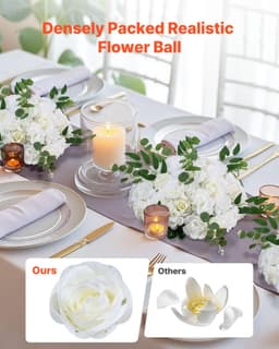 image-VEVOR Flower Balls Arrangement Bouquet 10 PCS, 17.7-Inch Diameter Artificial Flower Balls Wedding White Roses Centerpieces, Faux Flowers Arrangements for Wedding Centerpiece Home Table Decorations