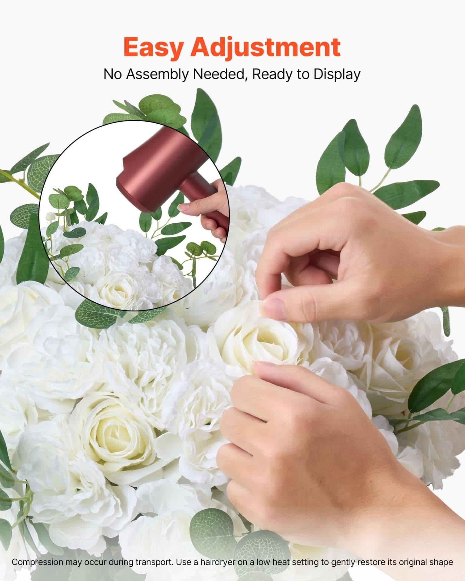 image-VEVOR Flower Balls Arrangement Bouquet 10 PCS, 17.7-Inch Diameter Artificial Flower Balls Wedding White Roses Centerpieces, Faux Flowers Arrangements for Wedding Centerpiece Home Table Decorations