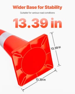 image-VEVOR Safety Cones, 28 in/73 cm Height, 12 PCS PVC Orange Traffic Cone with 2 Reflective Collars and Weighted Base, Used for Traffic Control, Driveway Road Parking and School Improvement