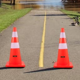 image-VEVOR Safety Cones, 28 in/73 cm Height, 12 PCS PVC Orange Traffic Cone with 2 Reflective Collars and Weighted Base, Used for Traffic Control, Driveway Road Parking and School Improvement