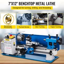 image-VEVOR Metal Lathe 7"x12",Precision Bench Top Mini Metal Lathe 550W, Metal Lathe Variable Speed 50-2500 RPM Nylon Gear With A Movable Lamp for Precision Parts Processing