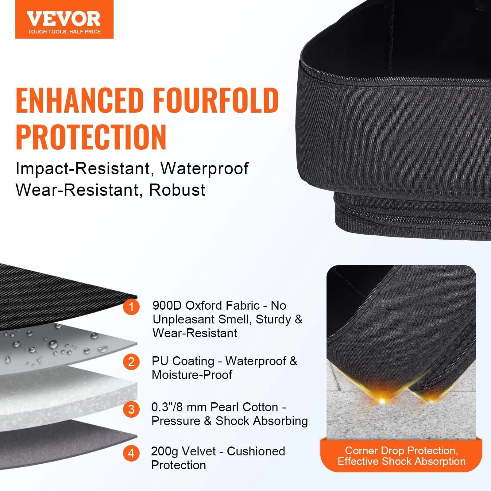 image-VEVOR Telescope Case, 30”, Telescope Storage Bag with Fixed Buckles, Multi-Pocket & Detachable Divider, Shock-Absorbent Telescope Travel Carrying Case for Optical Tube & Tripod, Counterweight Pocket