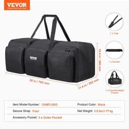 image-VEVOR Telescope Case, 30”, Telescope Storage Bag with Fixed Buckles, Multi-Pocket & Detachable Divider, Shock-Absorbent Telescope Travel Carrying Case for Optical Tube & Tripod, Counterweight Pocket