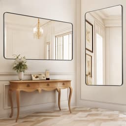 image-VEVOR Wall Mounted Makeup Mirror, 0.15" Thick, 36" x 72" Mirror with Aluminium Alloy Frame & Explosion-Proof Film, Scratch-Resistant Mirror with Z-Shaped Bracket, Fit for Bathroom/Bedroom/Living Room