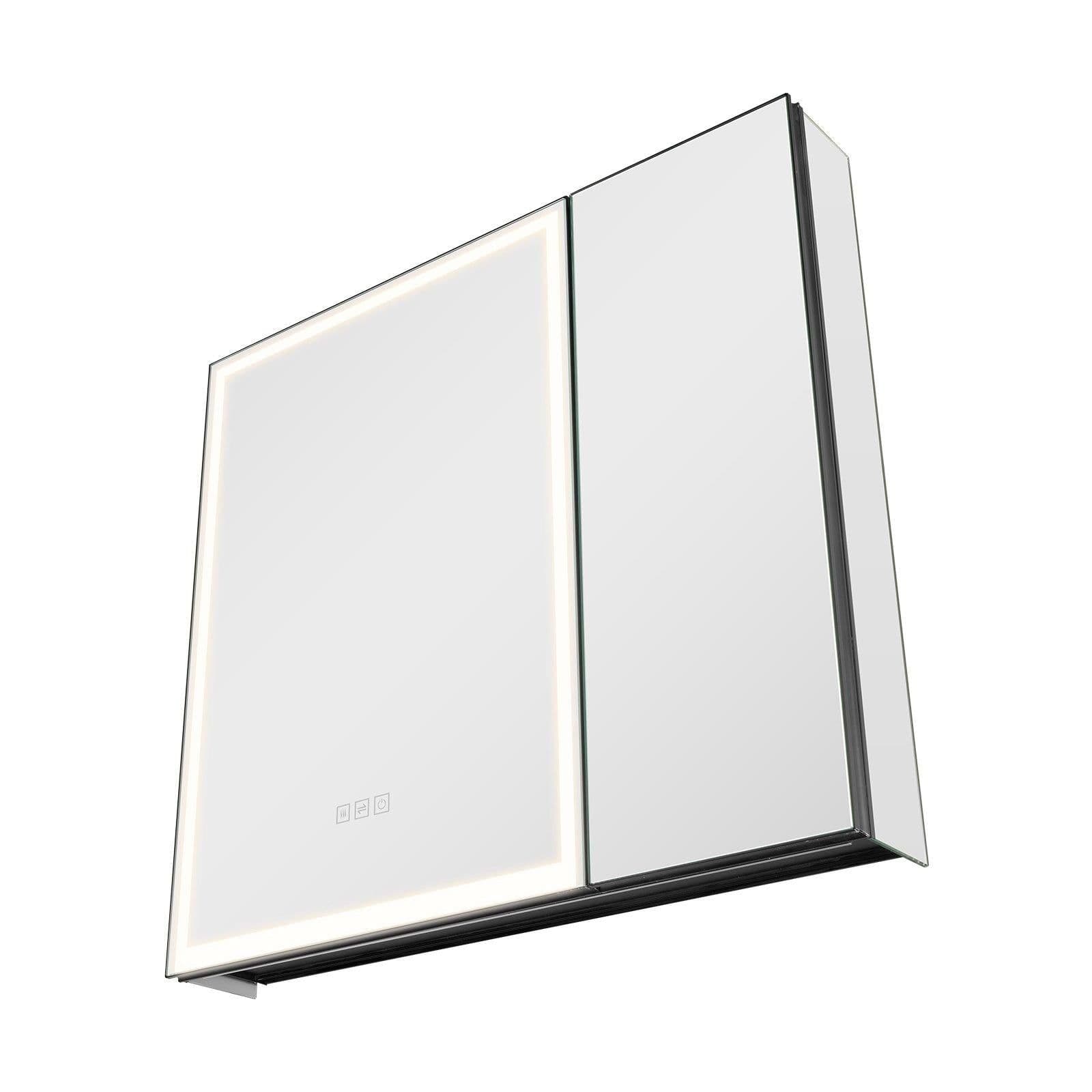 image-VEVOR Lighted Medicine Cabinet with Mirror, 30 x 28 in Recessed or Wall Mount, 3 Color Dimmable LED Bathroom Medicine Cabinet with HD Tempered Glass Mirror, Adjustable Shelves, Memory Defog Function