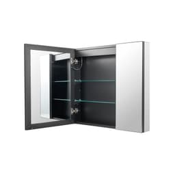 image-VEVOR Lighted Medicine Cabinet with Mirror, 30 x 28 in Recessed or Wall Mount, 3 Color Dimmable LED Bathroom Medicine Cabinet with HD Tempered Glass Mirror, Adjustable Shelves, Memory Defog Function