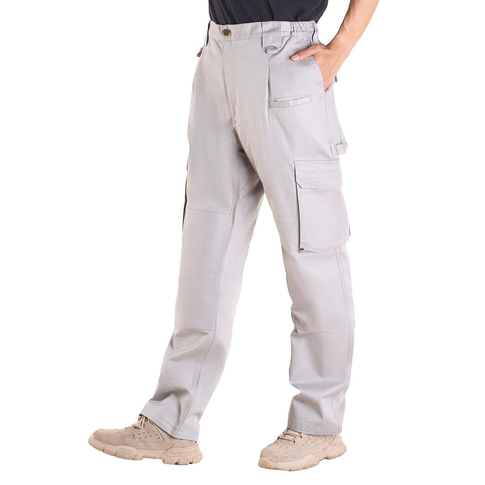 image-VEVOR FR Pants for Men, 9 oz 100% Cotton, Flame-Resistant Cargo Pants with Multi-Pockets and Elastic Waist, Reinforced Tear-proof Stitching, Ideal for Welding Work and Casual Wear, L Size, Gray