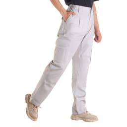 image-VEVOR FR Pants for Men, 9 oz 100% Cotton, Flame-Resistant Cargo Pants with Multi-Pockets and Elastic Waist, Reinforced Tear-proof Stitching, Ideal for Welding Work and Casual Wear, L Size, Gray