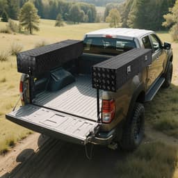 image-VEVOR Truck Tool Box, 72 x 13 x 16 Inch, Black Aluminum Tread Topsider Toolbox with Dual Drop Doors, Heavy Duty Lockable Storage and Organization Box with Latch, Corrosion-Resistant, for Truck Bed