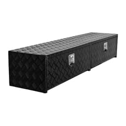 image-VEVOR Truck Tool Box, 72 x 13 x 16 Inch, Black Aluminum Tread Topsider Toolbox with Dual Drop Doors, Heavy Duty Lockable Storage and Organization Box with Latch, Corrosion-Resistant, for Truck Bed