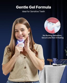 image-VEVOR Teeth Whitening Kit with LED Light, 32 LED Accelerator Lights, Whitening Strips, Pens and Gel Syringes, U-Shaped Tray, Wireless Portable Kit Fast and Effectively Removes Stubborn Stains