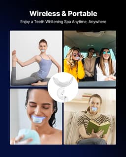 image-VEVOR Teeth Whitening Kit with LED Light, 32 LED Accelerator Lights, Whitening Strips, Pens and Gel Syringes, U-Shaped Tray, Wireless Portable Kit Fast and Effectively Removes Stubborn Stains