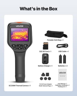 image-VEVOR Thermal Camera, 256 x 192 IR Resolution, Handheld Thermal Imaging Camera with 2MP Visual Camera, 25HZ Refresh Rate Infrared Imager with 3.5-Inch Touch Screen, -4°F to 1022°F, WIFI Supported