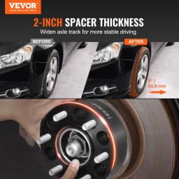 image-VEVOR Wheel Spacers, 2" 6"x5.3" Wheel Adapters, 6 Lug Forged Spacer, 87.1 mm Bore Hubcentric M14 x2 Studs Spacers, Fit for Ford Expedition, F150, Lincoln Navigator, 4 PCS Black
