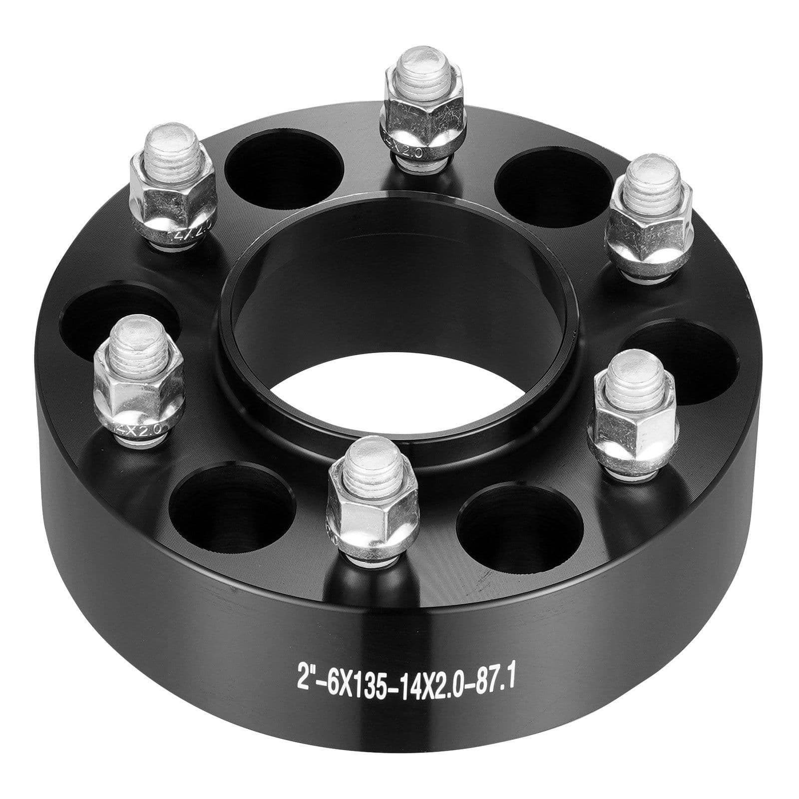 image-VEVOR Wheel Spacers, 2" 6"x5.3" Wheel Adapters, 6 Lug Forged Spacer, 87.1 mm Bore Hubcentric M14 x2 Studs Spacers, Fit for Ford Expedition, F150, Lincoln Navigator, 4 PCS Black