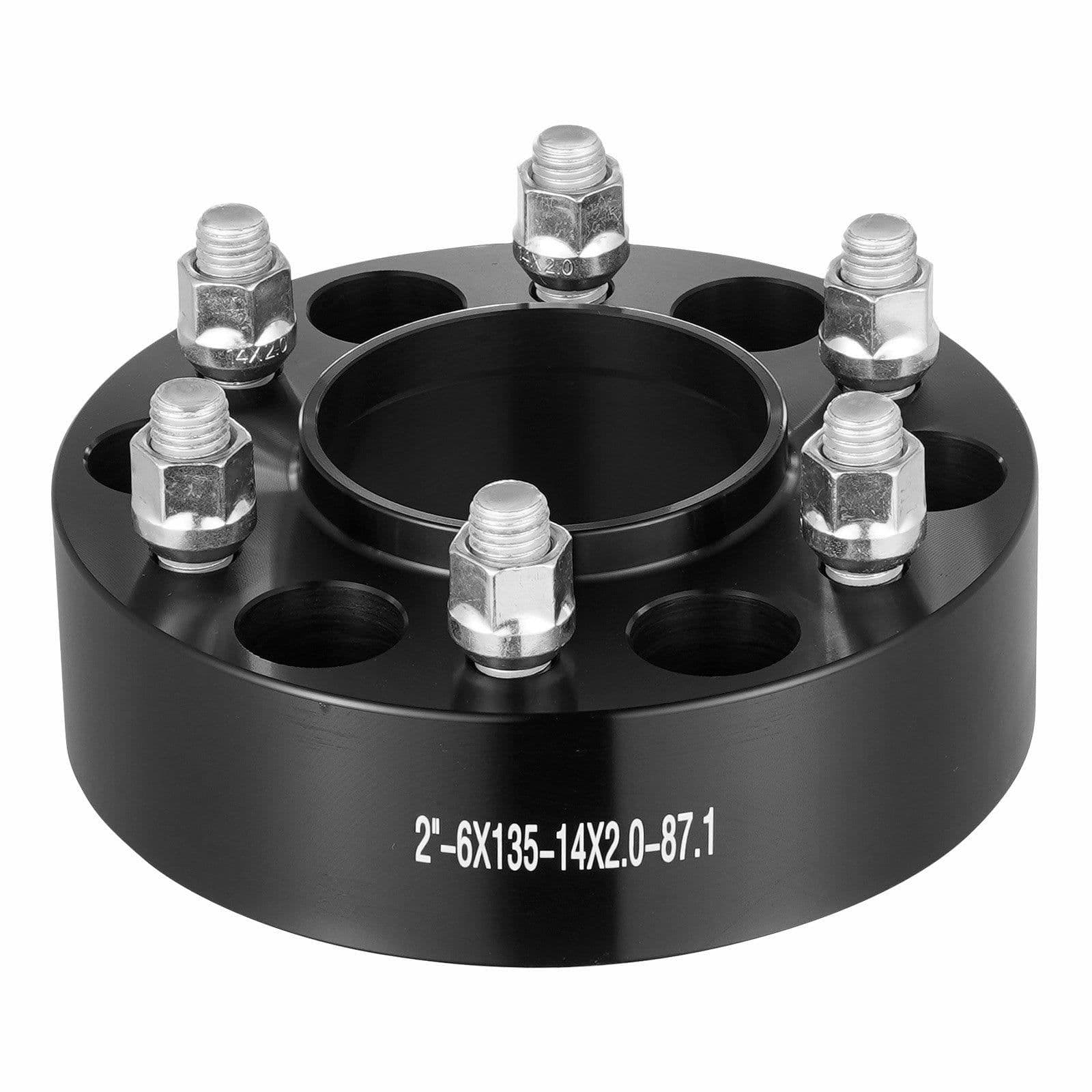 image-VEVOR Wheel Spacers, 2" 6"x5.3" Wheel Adapters, 6 Lug Forged Spacer, 87.1 mm Bore Hubcentric M14 x2 Studs Spacers, Fit for Ford Expedition, F150, Lincoln Navigator, 4 PCS Black