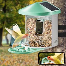image-VEVOR Smart Bird Feeder with Camera, 2K HD AI Identify 10000+ Bird Species, Solar-Powered Bird Watching Camera with Auto Capture & Instant Notify, Wireless Outdoor Gift for Bird Lover (3 Solar Panels)