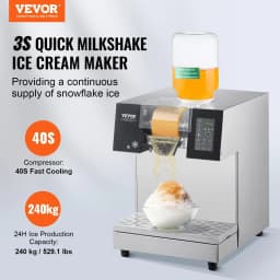 image-VEVOR Commercial Snowflake Ice Machine, 529.1LBS/24H Snowflake Ice Maker, Stainless Steel Ice Shaver Machine, Electric Snow Cone Maker, Liquid Cooling System for Rapid Heat Dissipation, Ice Cream